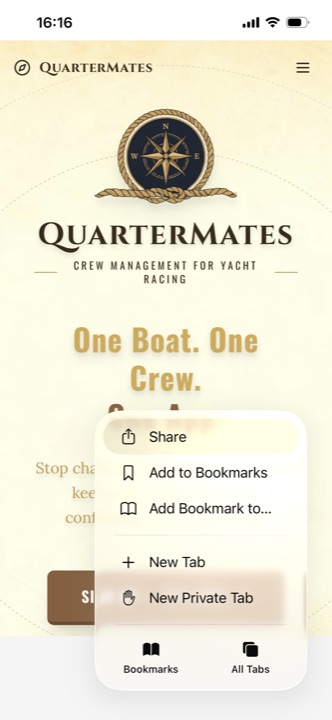 Step 2 โ tap Share in the browser menu