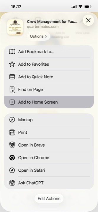 Step 3 โ choose Add to Home Screen